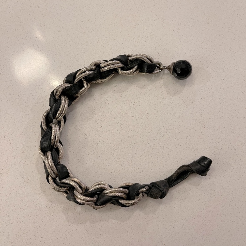 Leather and silver bracelet